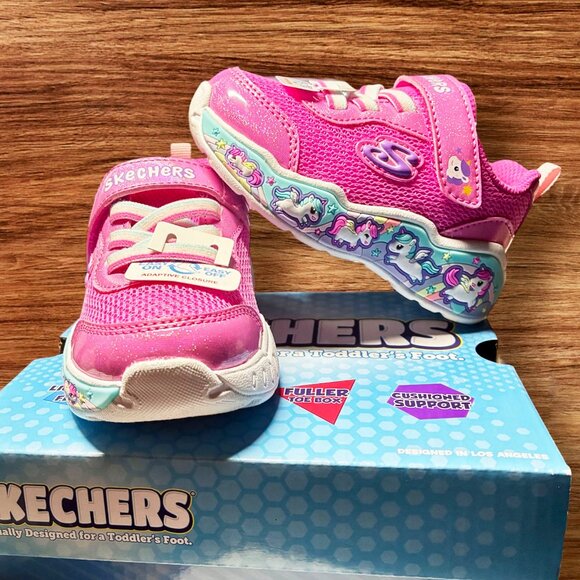 NEW NIB Skechers Play Scene Fun Squad 303158N PKMT Pink Unicorn Girl's Toddler 6 - Picture 1 of 10